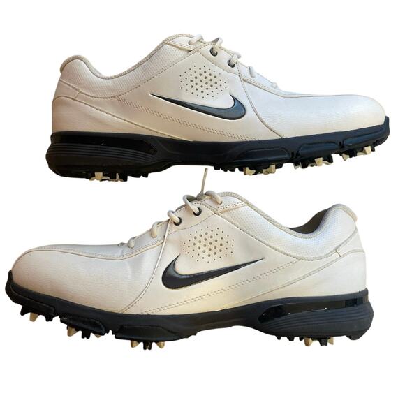 Nike Golf Men's White Black Rubber Sole Studded Lace Up Shoes Size 10.5 - Picture 1 of 15